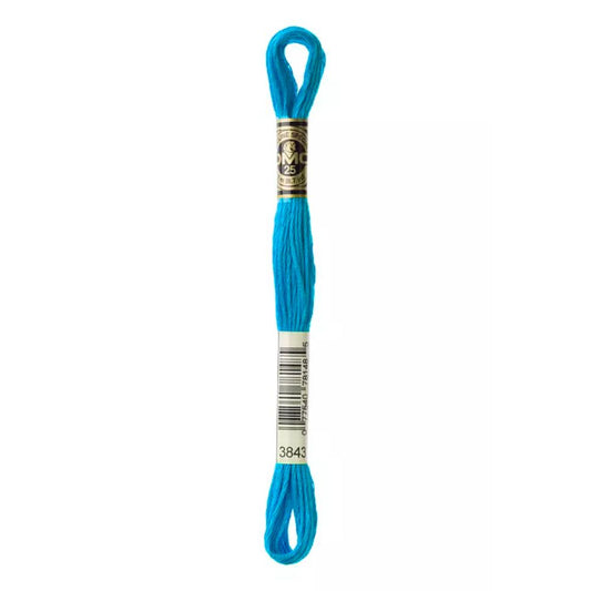 Six-Strand Embroidery Floss - 3843 (Metallic Pool Blue)-Embroidery Thread-Wild and Woolly Yarns
