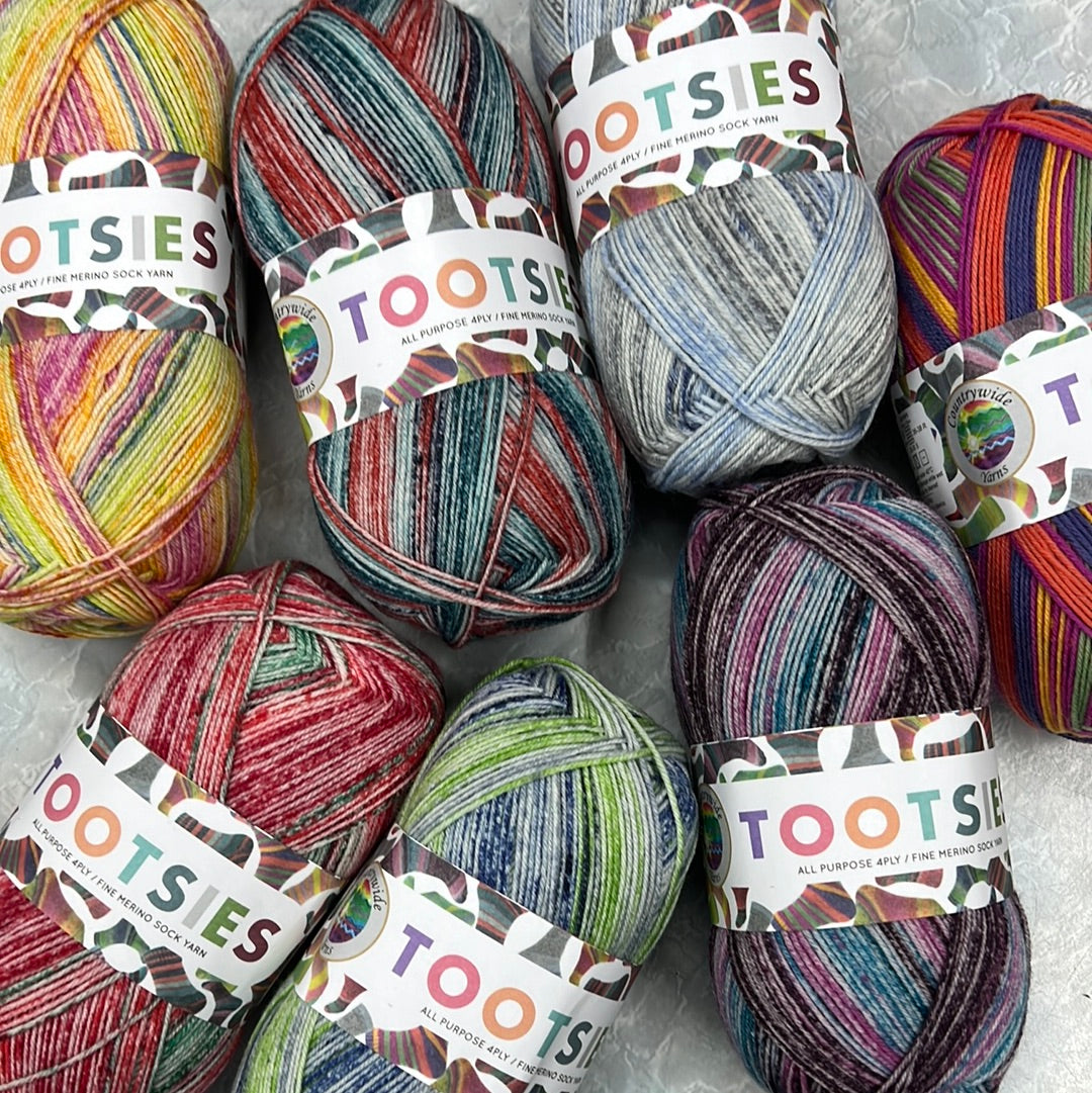 Countrywide Yarns Tootsies Sock Yarn - 4Ply-Yarn-Wild and Woolly Yarns